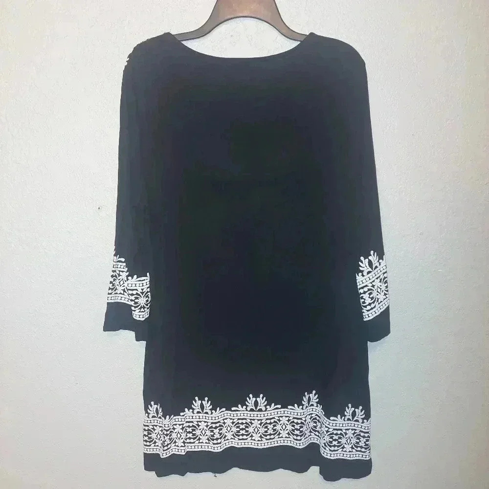 Multiples Black and White Mini Dress/Tunic Size Large - Picture 2 of 6